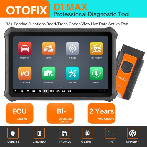 Français Original OTOFIX D1 MAX Bi-directional Diagnostic Scanner avec 40+ Service Functions ECU Coding DoIP & CAN FD Mise à Niveau de MS906BT