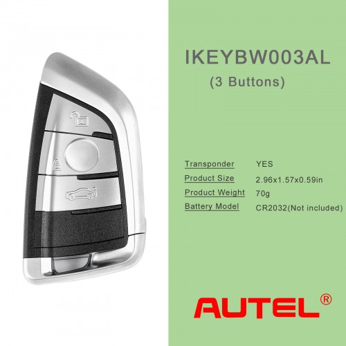 Autel Razor Style IKEYBW003AL BMW 3 Buttons Smart Universal Key Compatible avec BMW et Plus de 700 Autres Marques de Voitures
