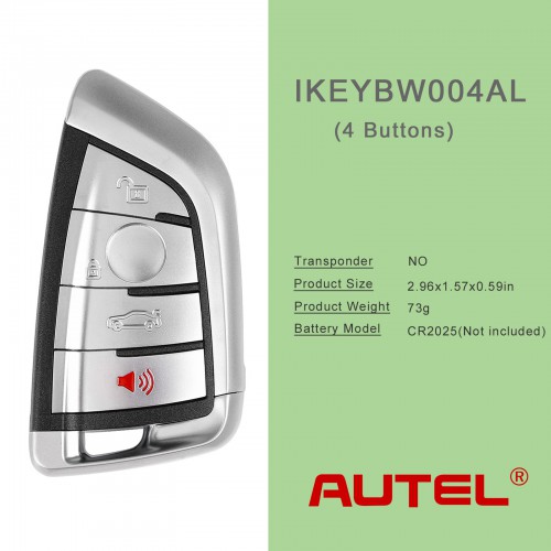 AUTEL Razor IKEYBW004AL BMW 4 Buttons Smart Universal Key Compatible avec BMW et Plus de 700 Autres Marques de Voitures