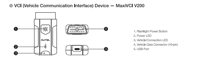 Autel MaxiVCI V200 Bluetooth Utilisé avec BT609 BT608 ITS600 MS906 Pro TS KM100